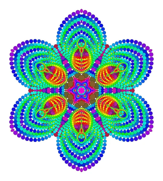 Vector Delicate Mandala Meditative Practice Hat Szirmú Irizáló Virágzó Misztikus — Stock Vector