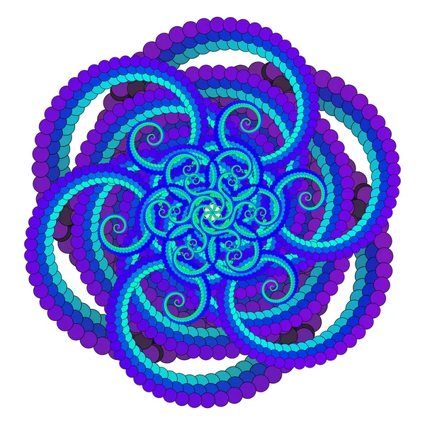 Vector Twirl Mandala Art Durchbrochene Radiale Symmetrie Blütenmuster — Stockvektor