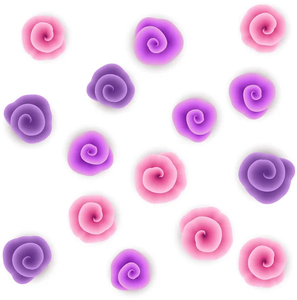Papel Contínuo Artesanato Espiral Aquarela Desenhos Animados Rosas Padrão Fundo —  Vetores de Stock