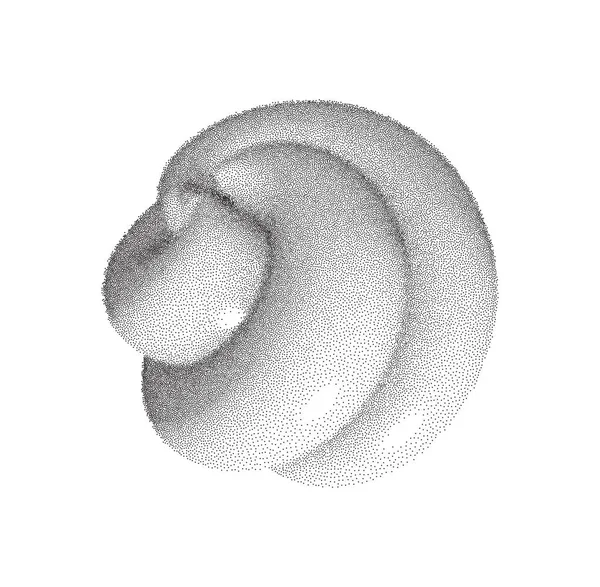 Vektor Halvone Stippad Geometrisk Figur Illustration Infinity Torus Knot Loop — Stock vektor