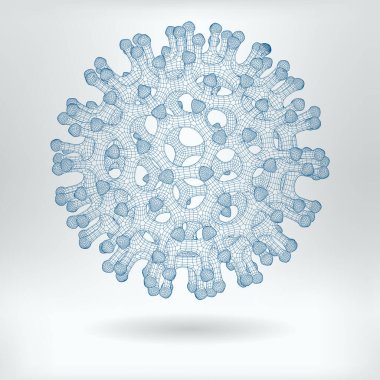 Vector 3D Spherical Carbon Fullerene Molecule Particle Symbol - Topological Mesh  Hi-Tech Concept Icon clipart