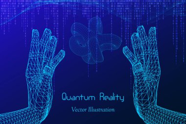 Vektör Kuantum Gerçeklik Konsepti - Yüksek Teknolojik Dijital Tasarım - Qubit Amblemi, Yapay Zeka, Sinyal Şifrelemesi, Büyük Veri, Şifreleme, Makine Öğrenme vs. 