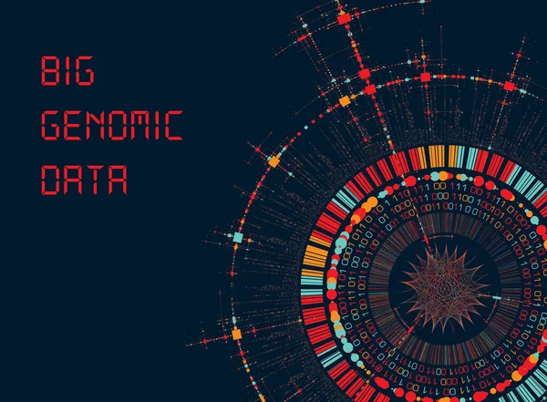 Büyük Genomik Veri Görselleştirme - DNA Testi, Barkodlama, Genom Haritası Mimarisi - Vektör Grafik Şablonu  