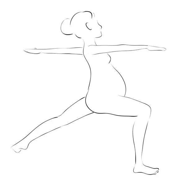 Exercise Pregnant Women Vector Hand Drawn Sketch — Stock Vector