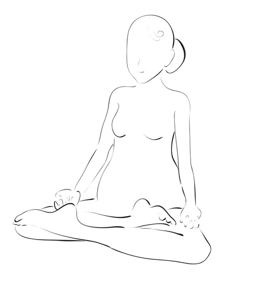 Ejercicio Lotus Asana Para Mujeres Embarazadas Vector Dibujado Mano Boceto — Vector de stock