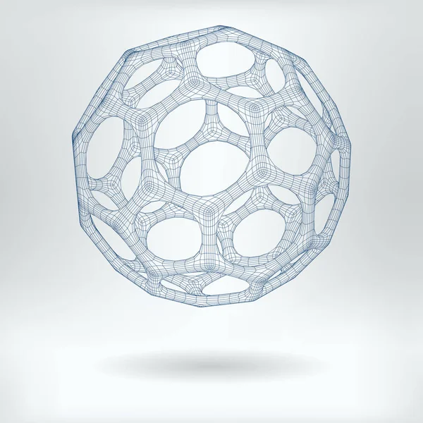 Vector Structure Hexagonal Fullerene Molecule Concept Icon Nanopartikel Wissenschaftliche Zeichnung — Stockvektor