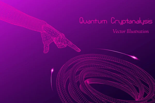 Concepto Criptoanálisis Cuántico Vectorial Diseño Alta Tecnología Emblema Inteligencia Artificial — Vector de stock