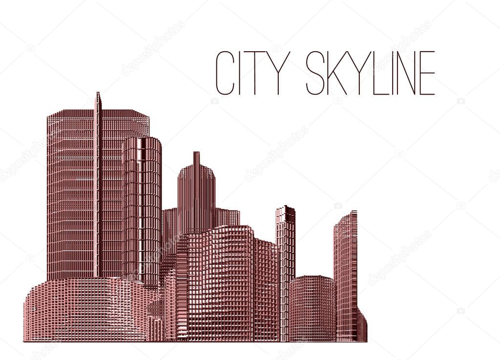 City Skyline - Buildings, Skyscrapers, Apartment Condo, Architectural Composition - Urban Landscape