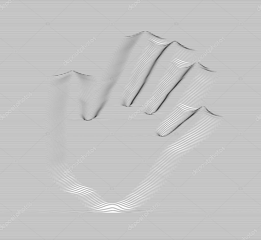 Geometric Black And White Abstract 3d Hand Silhouette Optical Illusion Vector Op Line Art Premium Vector In Adobe Illustrator Ai Ai Format Encapsulated Postscript Eps Eps Format