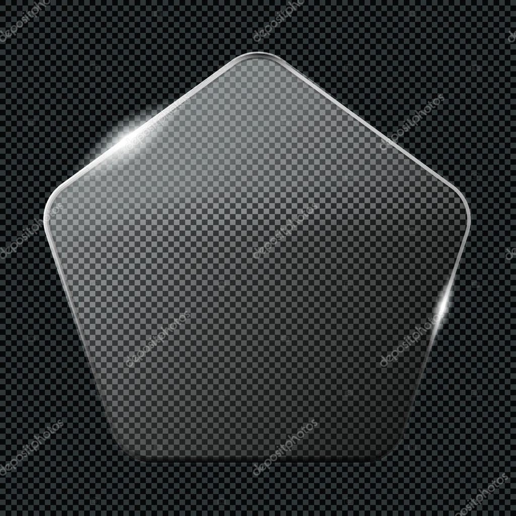 Transparent Luster Crystal Glass Badge Plate  Mockup - Clear Glassy Pentagonal Template