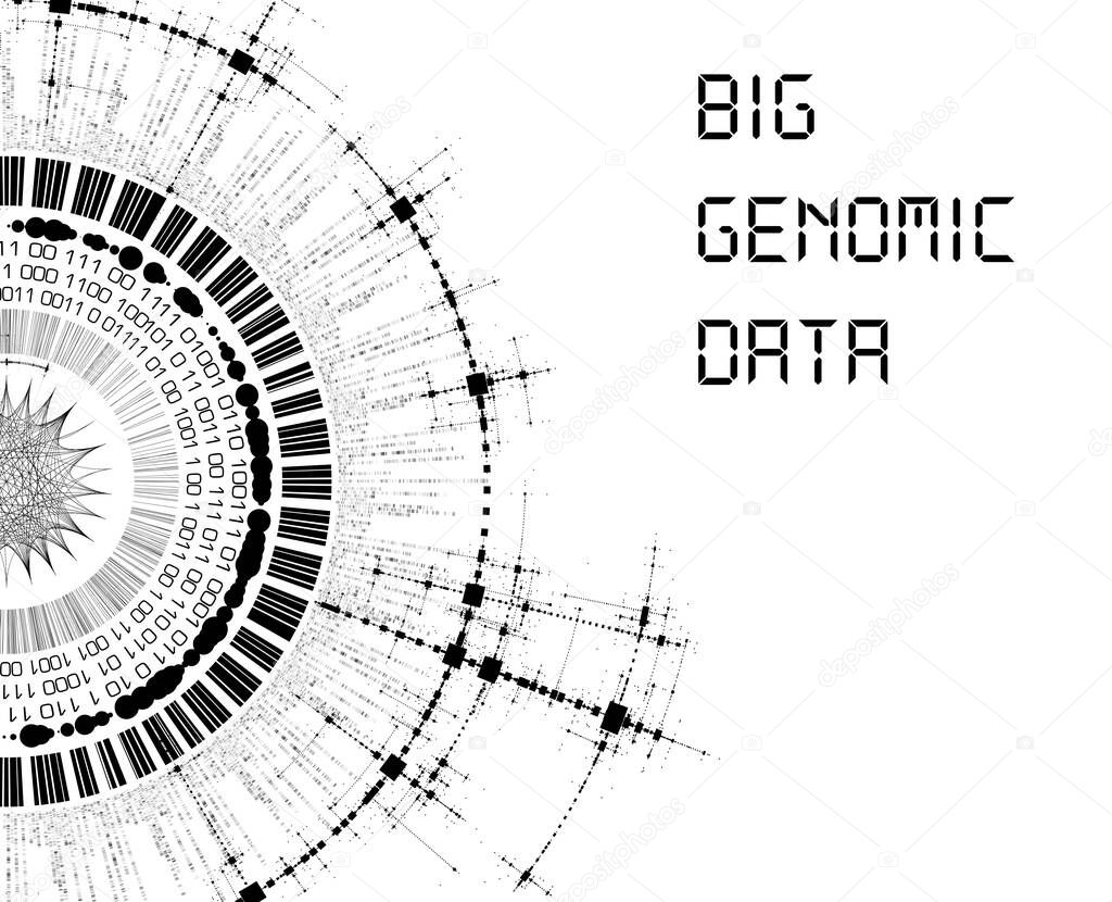 Big Genomic Data Visualization - DNA Test, Barcoding,  Genom Map Architecture  - Vector Graphic Template  