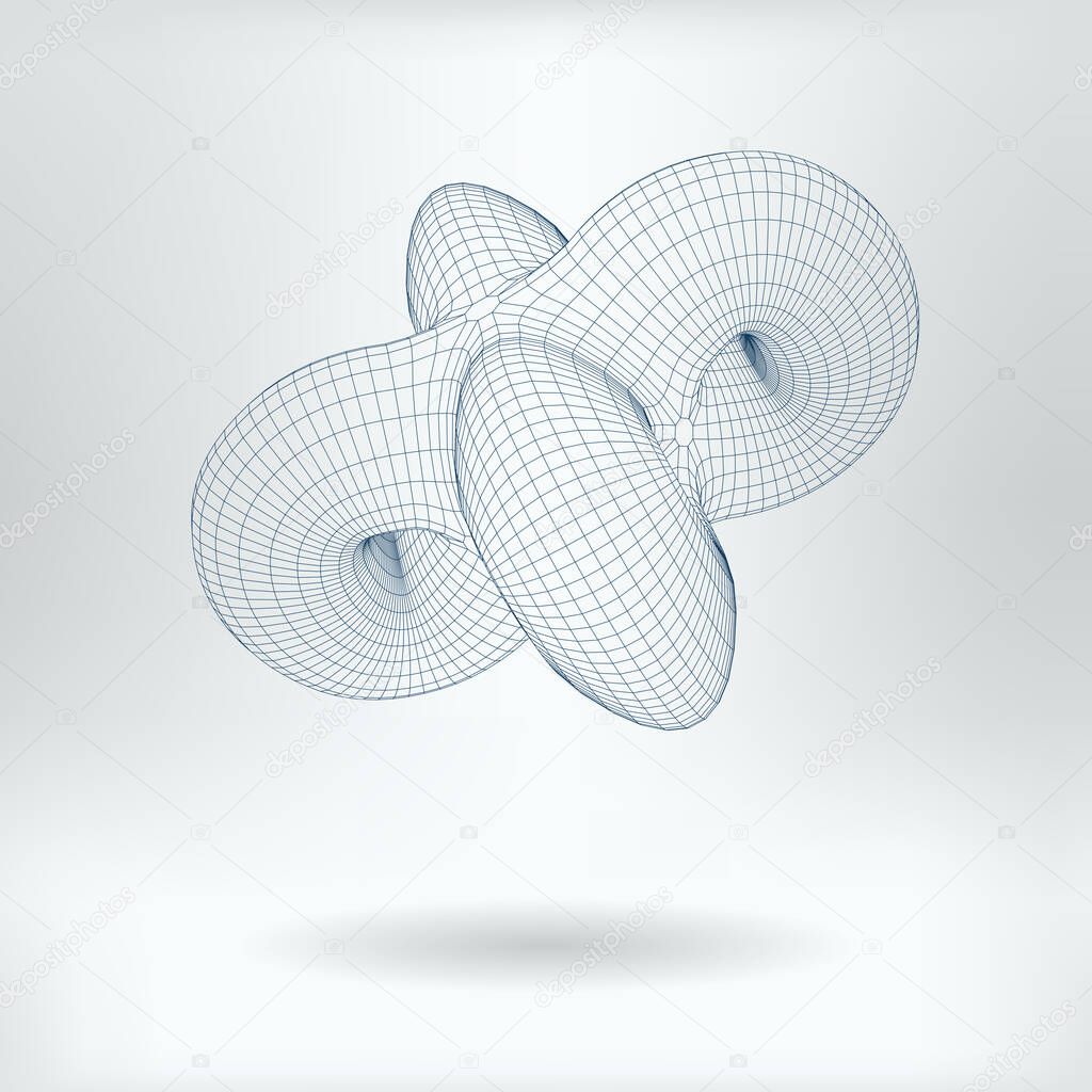 Vector 3D Model Non Euclidean Geometric Concept Icon - Low Poly Unending Toroid Image