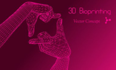Vektör HiTech Biyoteknoloji Bilimsel Konsepti - 3B Biyobaskının Amblemi 