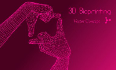 Vector HiTech Biotechnology Scientific Concept - Emblem of 3D Bioprinting  clipart
