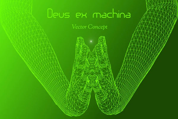 Deux Machina Dios Máquina Concepto Inteligencia Artificial Vectorial Emblema Aprendizaje — Vector de stock