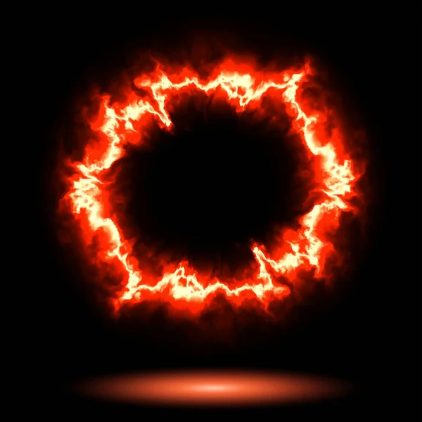 Red Burning Ring Vektor Flammenannulus Mit Zungen Abstrakter Feuerhintergrund — Stockvektor
