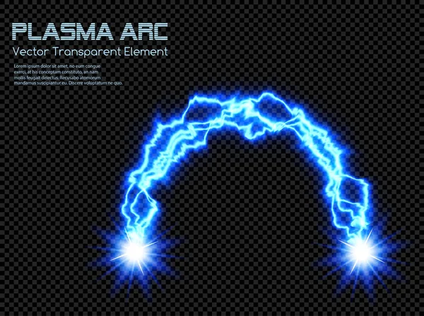 Arco Energía Plasma Frío Azul Vector Transparente Descarga Eléctrica Arco — Vector de stock