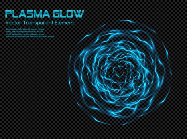 Blue Cold Plasma Energy Clew Transparent Vector Nontermal Plasm Ball — Vector de stock
