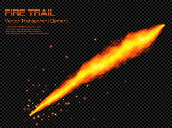 Trilha Energia Fogo Quente Vetor Transparente Comet Trace Com Cintilhas — Vetor de Stock