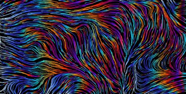 Vektör Üretken Sanat Deseni - Parlak Opart Filamentous Grafik Tasarımı