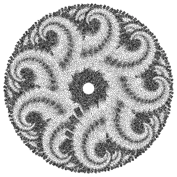 Διάνυσμα Semitone Dotted Sea Mandala Halftone Weave Sacral Simbol Πνευματική — Διανυσματικό Αρχείο