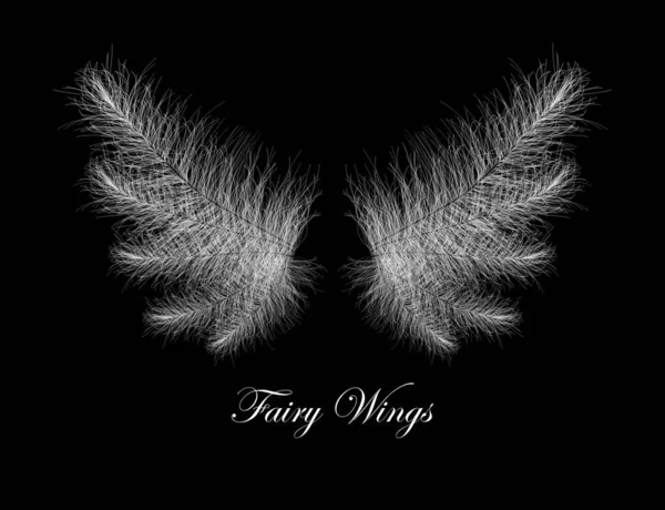 Vita Fluffiga Fay Wings Dreamlike Fuzzy Pixie Wings Concept Vector — Stock vektor