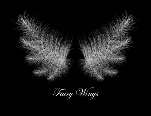 Белый пушистый Фей Мбаппе - мечтательный Пушистый Пикси Мбаппе - векторный шаблон на черном
