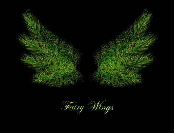 Gröna Downy Elfish Wings Fairytale Faerie Wings Begreppet Vektor Element — Stock vektor