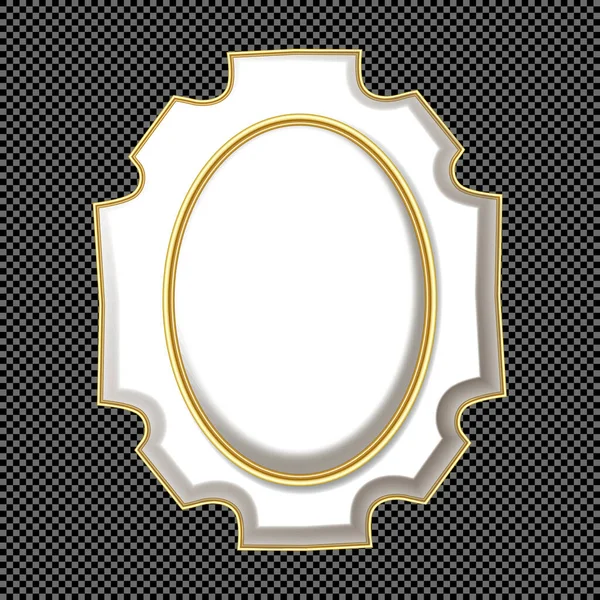Vector Beautiful White Gold Antique Cartouche Classical Plaster Shield Design — Διανυσματικό Αρχείο