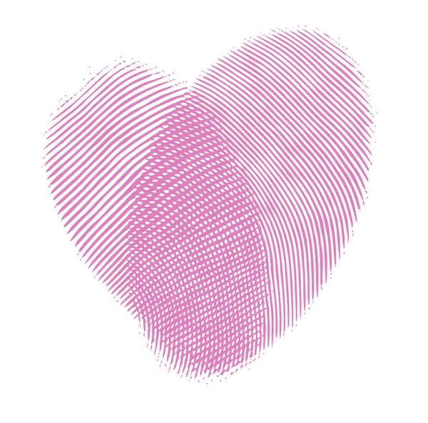 Símbolo Amor Con Logo Huella Dactilar Vector Corazón Rosa San — Archivo Imágenes Vectoriales
