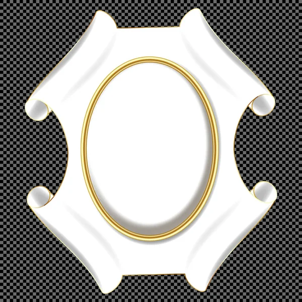 Vector White and Gold Antique Scroll Cartouche - Baroque Stucco Shield Design — Stock Illustration Vector White Gold Antique Scroll Cartouche Baroque Stucco Shield Design Royalty Free Stock Vectors