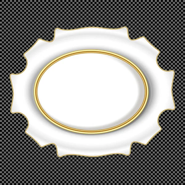 Vector White and Gold Medieval Cartouche - Victorian Gypsum Shield Vignette — Stock Illustration Vector White Gold Medieval Cartouche Victorian Gypsum Shield Vignette Stock Illustration
