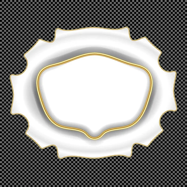 Vector White and Gold Baroque Cartouche - Victorian Moulding Shield Vignette — Stock Illustration Vector White Gold Baroque Cartouche Victorian Moulding Shield Vignette Stock Vector
