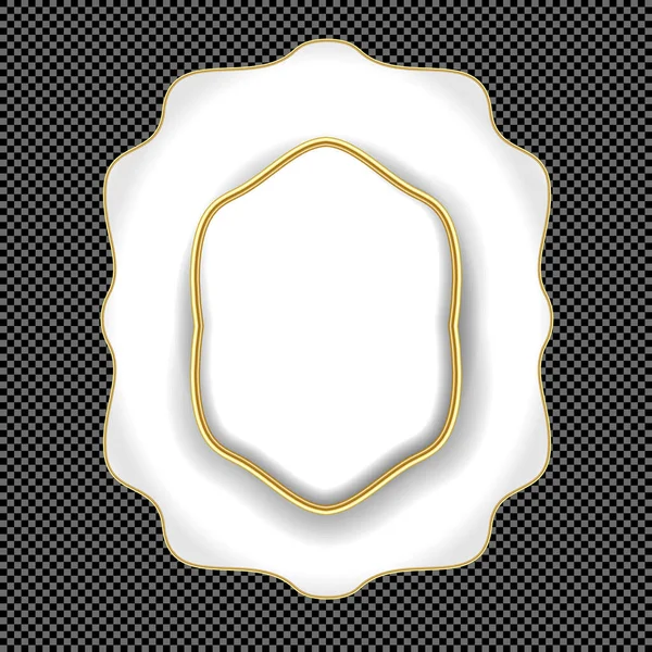 Vector White and Gold Victorian Cartouche - Classical Alabaster Shield Vignette — Stock Illustration Vector White Gold Victorian Cartouche Classical Alabaster Shield Vignette Stock Vector