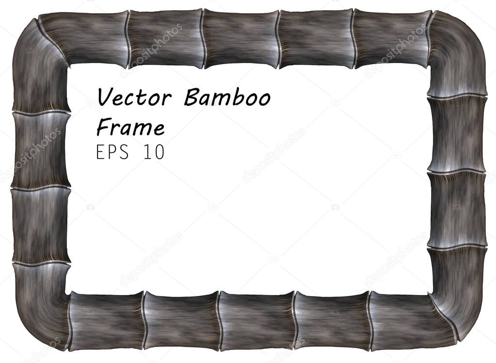 Rectangular Rotund Bamboo Frame -  Realistic Vector Banner Isolated on White Background