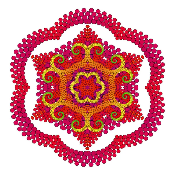 Vector Delicate Ornamental Six Petalled Mandala Kunst Voor Meditatie Openwerk — Stockvector