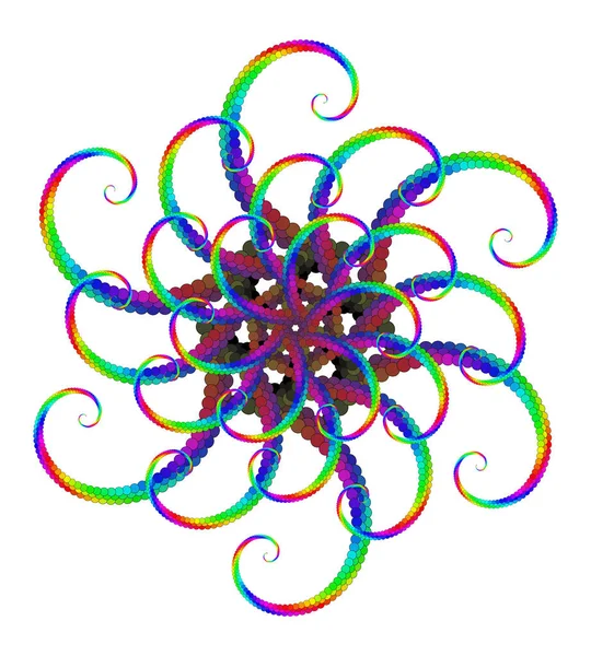 Vektor Twirl Mandala Art Zahájení Radiální Symetrie Vzkvétající Vzor — Stockový vektor