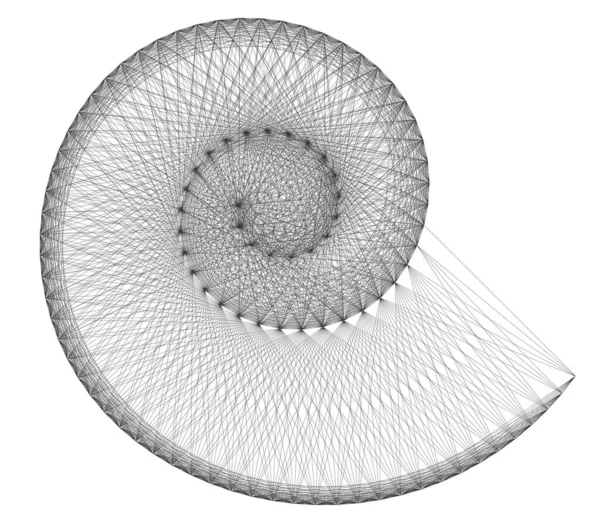 矢量Cobweb Opart螺旋 生成艺术网络对数概念螺旋线 开放工作抽象壳体模板 — 图库矢量图片