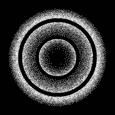 Siyah üzerine Benekli Konsantrik Çemberler - vektör çizimi 