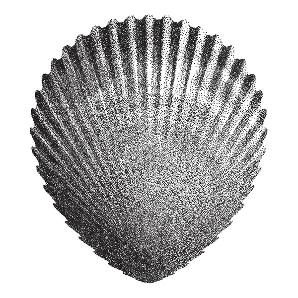 Scallop Shell Kropkowany Ilustracja Wektor — Wektor stockowy