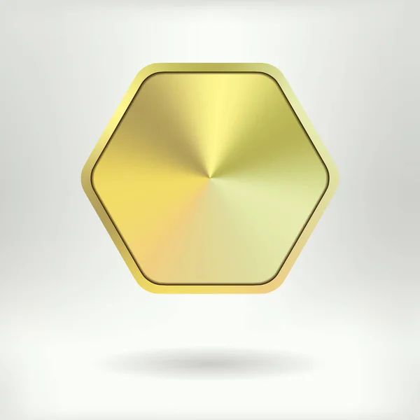 Botón Hexagonal Metal Cepillado Ilustración Vectorial — Vector de stock
