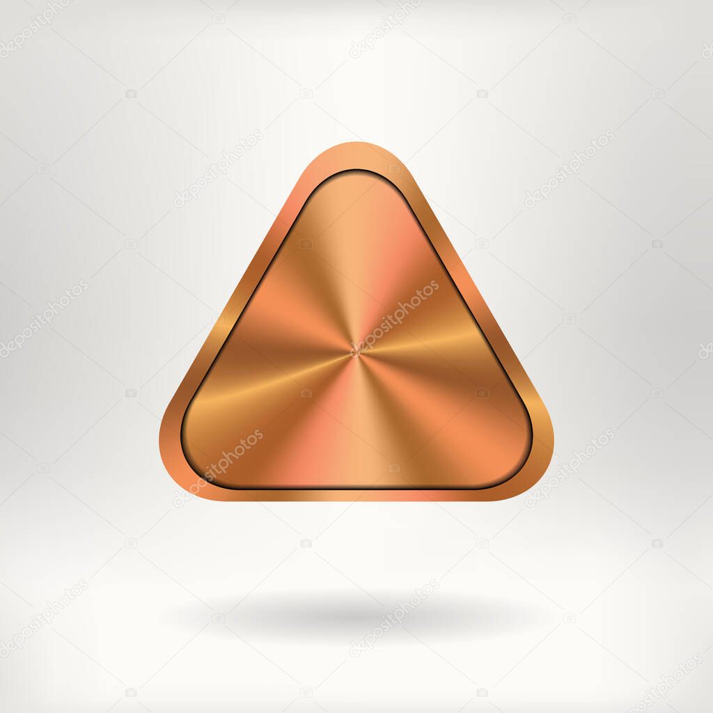 Brushed Metal Triangular Button    - vector illustration