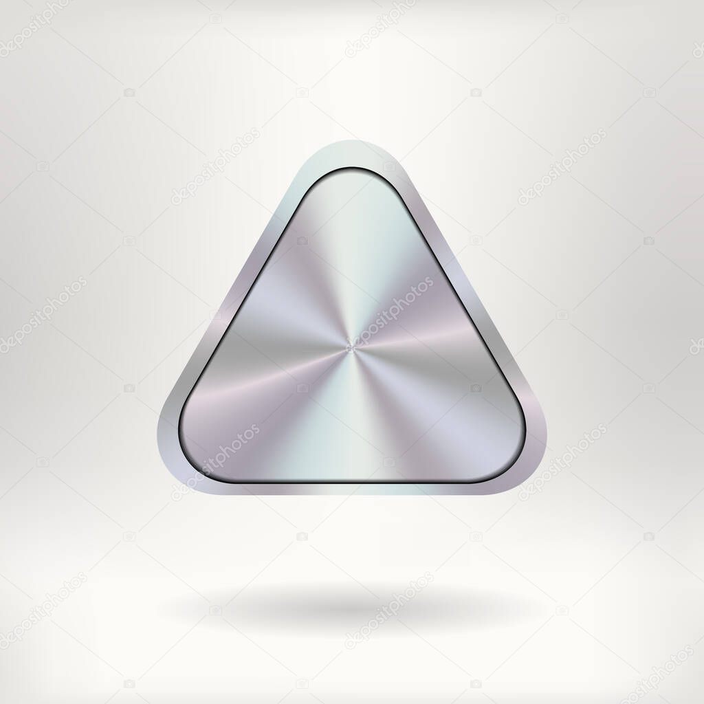 Brushed Metal Triangular Button    - vector illustration