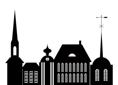 Evlerin siluetleri - vektör illüstrasyonu 