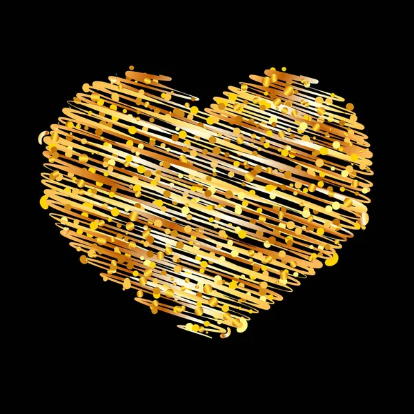 Altın Renkli Kalp Vektör Illüstrasyon — Stok Vektör