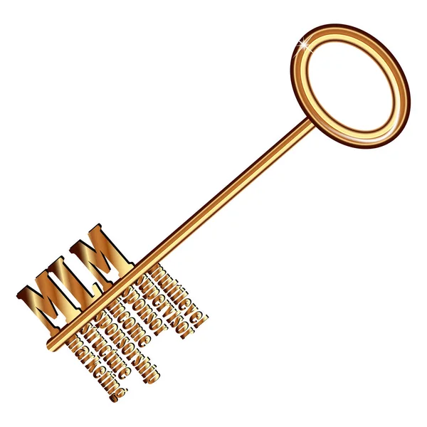 Gold Key Mlm Vektorillustration — Stockvektor