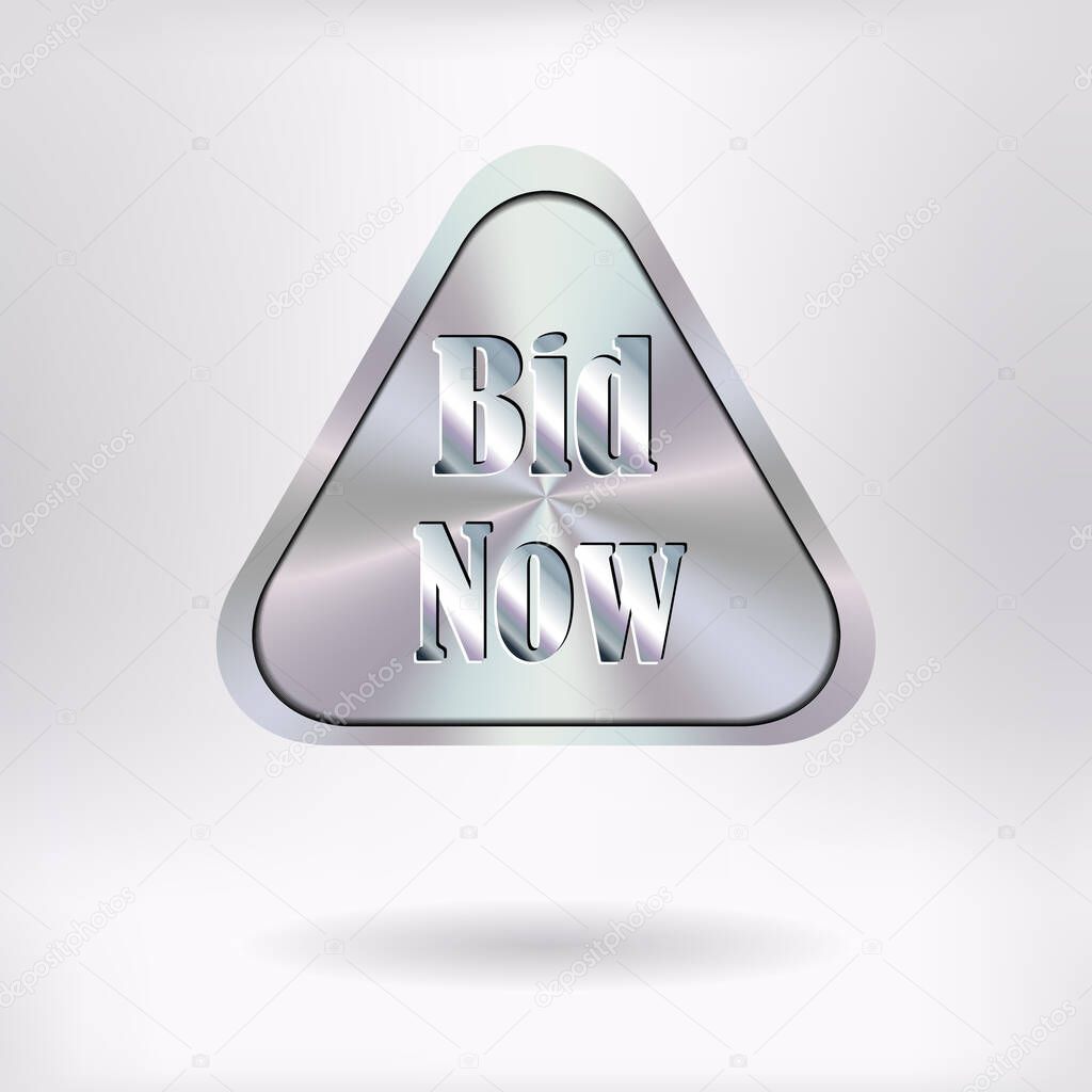 Brushed Metal Triangular Button - Bid Now - vector illustration