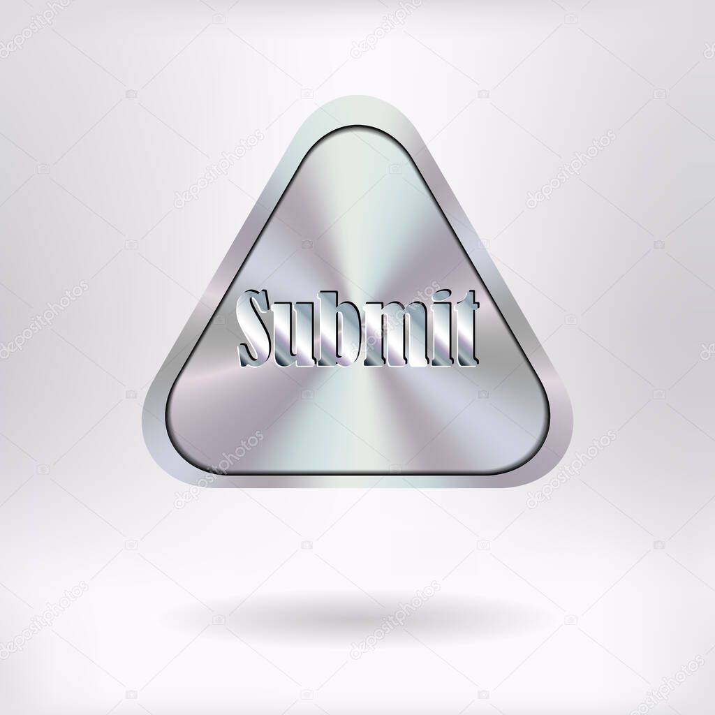 Brushed Metal Triangular Button - Submit - vector illustration