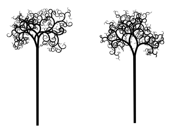 Курчавые Деревья Векторная Иллюстрация — стоковый вектор