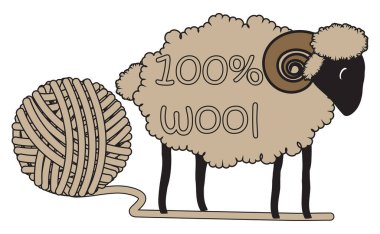 % 100 koyun yünü - vektör illüstrasyonu 